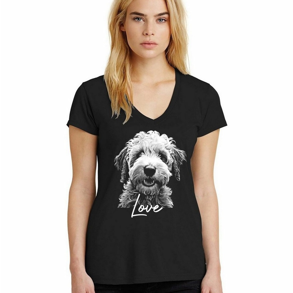 Women’s v-neck goldendoodle love t-shirt